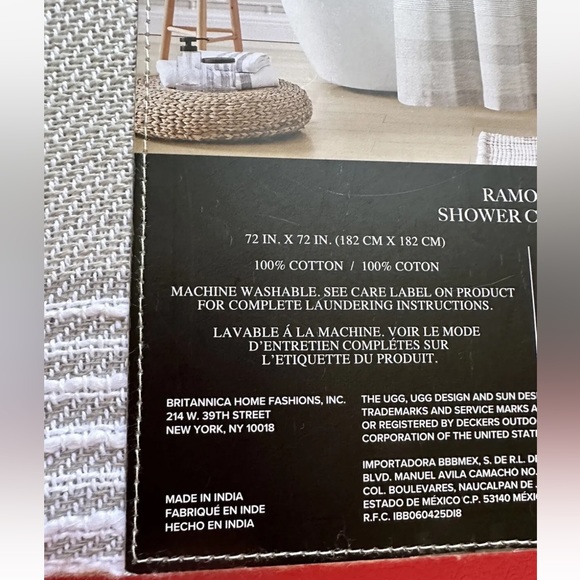 UGG Bath Nwt 9 Ugg Shower Curtain Ramone 72 X 72 Color Seal 00